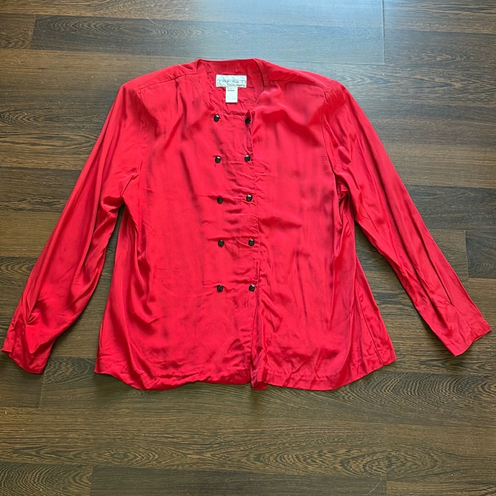 Vintage Tareti Howard Levi Double Button Down Long Sleeve Blouse Red 14